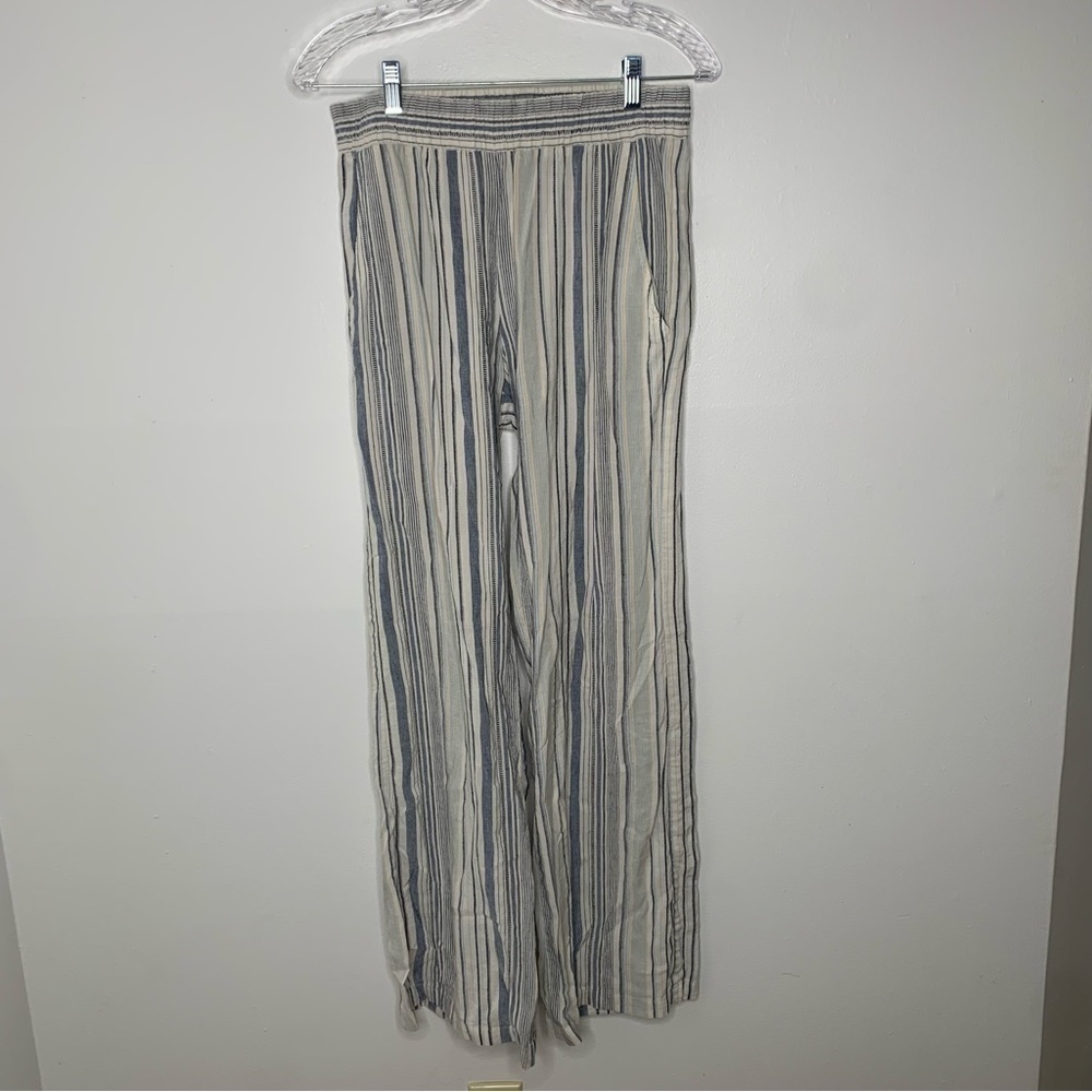 Drew white blue stripe beach straight leg pull on pant